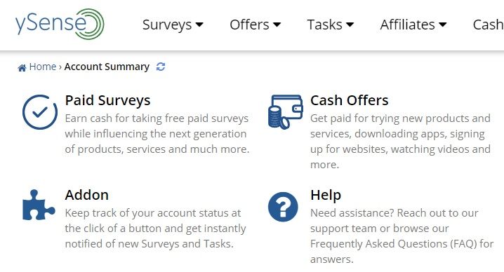 ySense przycisk Paid Surveys