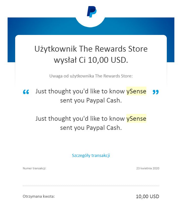 wypełnianie ankiet - wypłata ySense 10 dolarów wypełnianie ankiet - wypłata ySense 10 dolarów