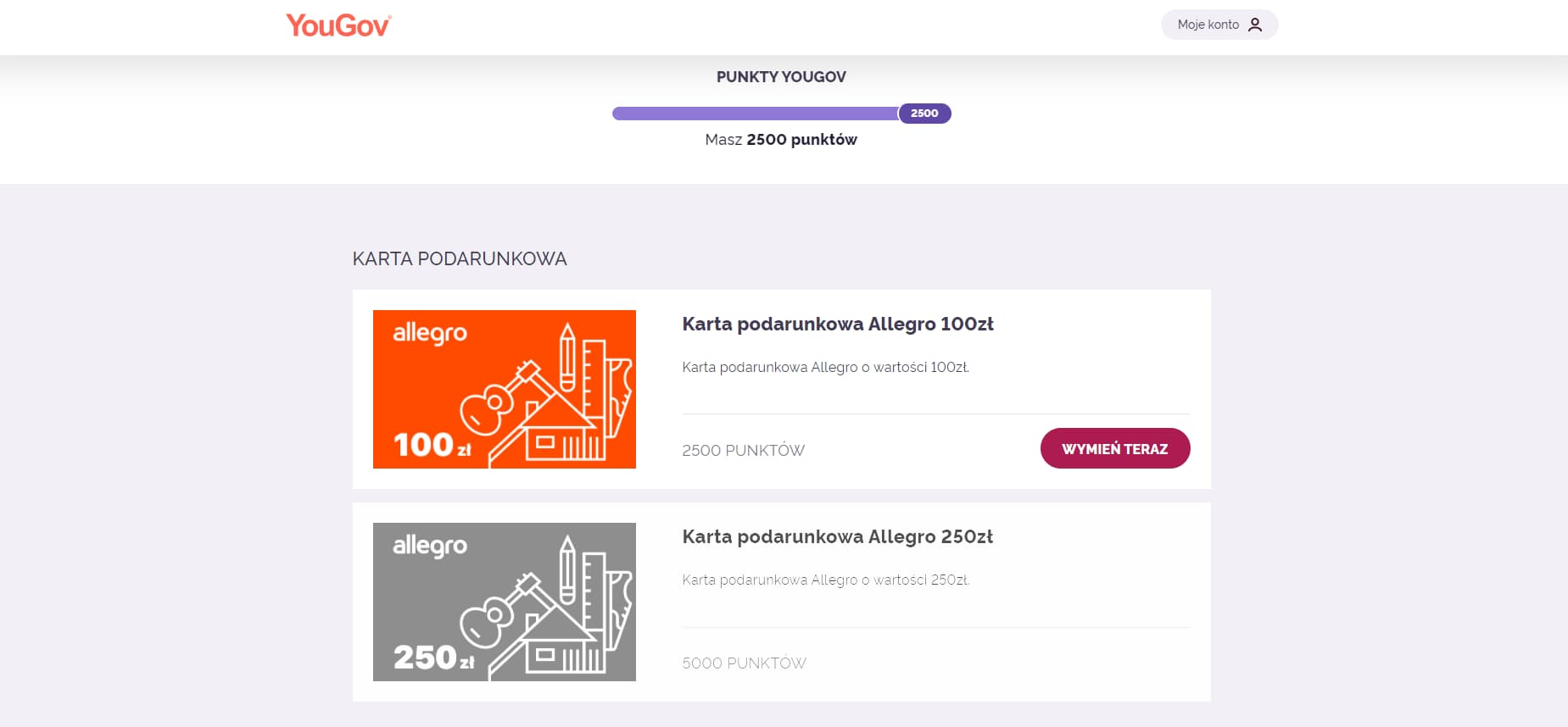 karta podarunkowa yougov