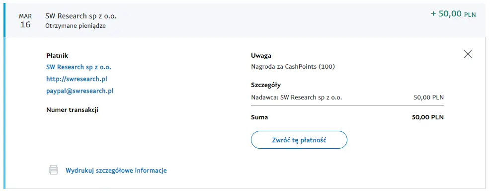 wypłata z ankiet z swpanel 50zł z 16 marca